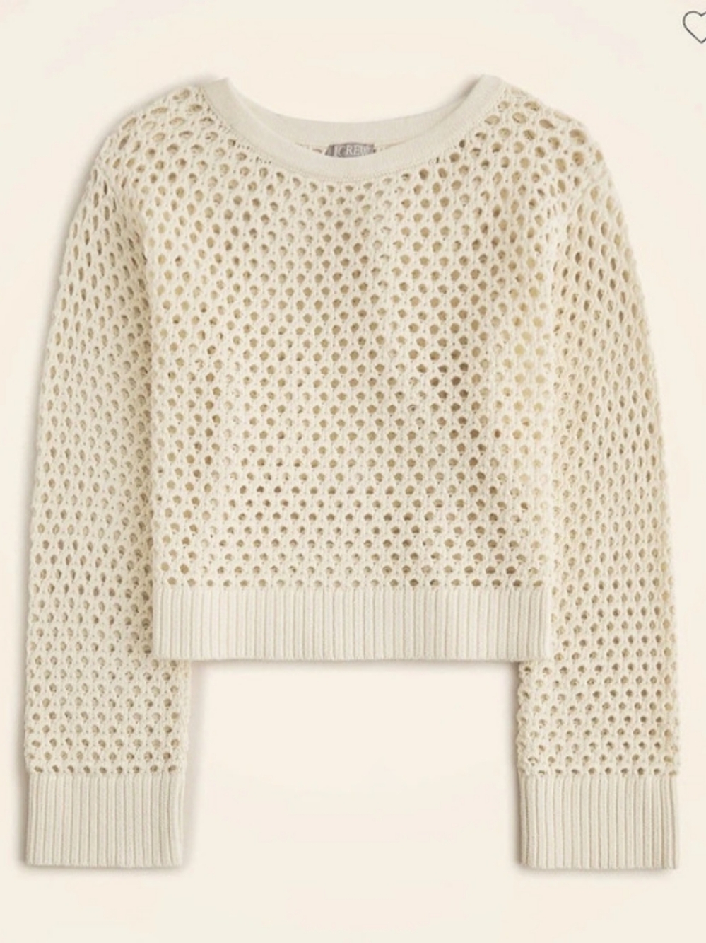 J.Crew Cream Pointelle Boatneck Sweater Size L